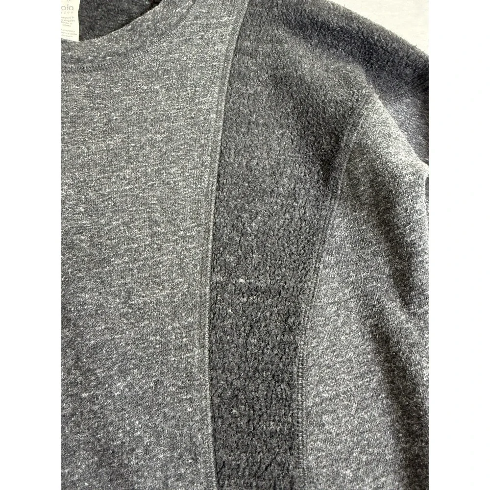 Alo Yoga Sweatshirt Womens S Gray Heathered Paneled‎ Crewneck W4263R